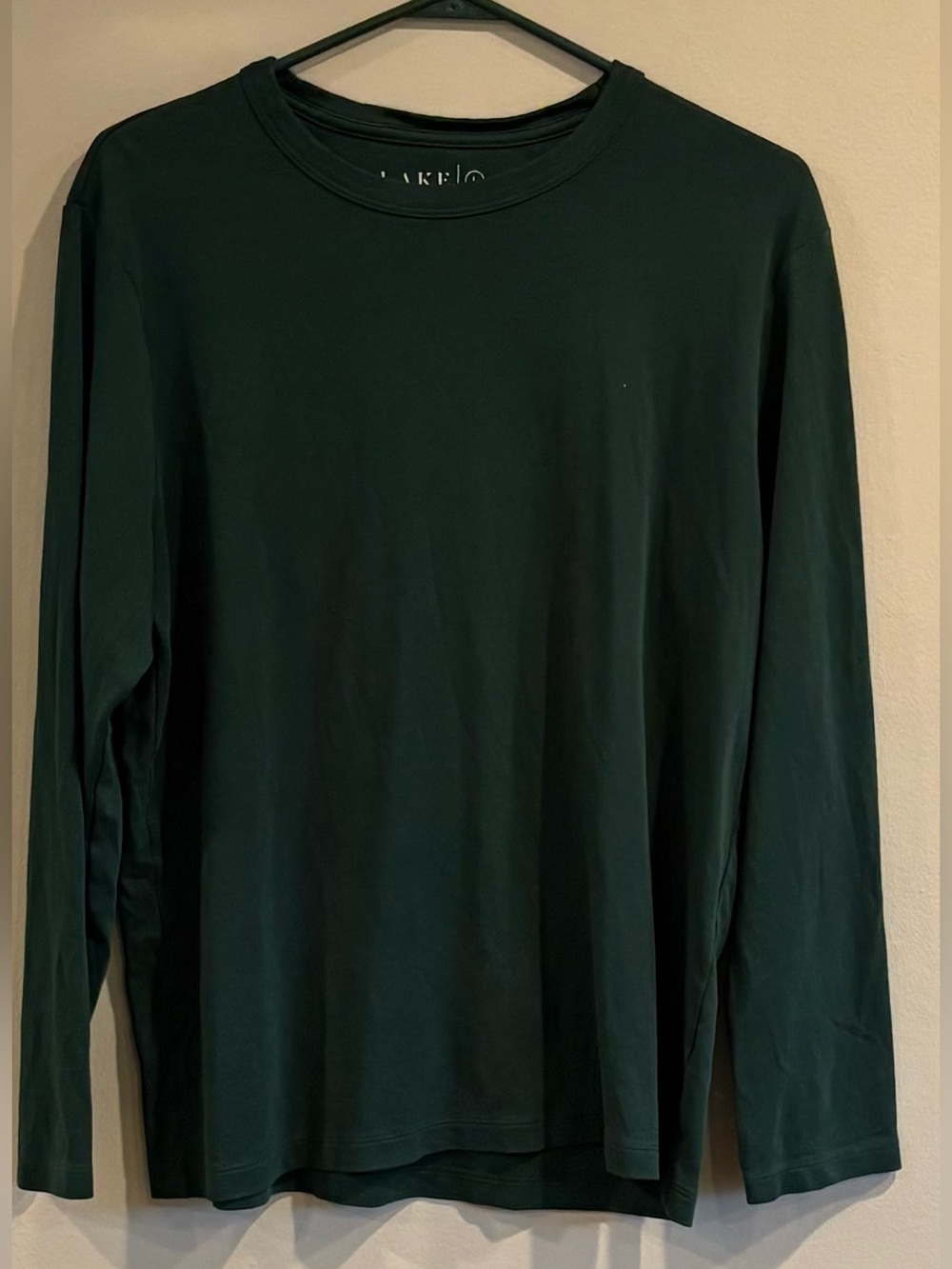 LAKE Forest Green Long Sleeve Pima Cotton Men’s Lounge Tee Size Large